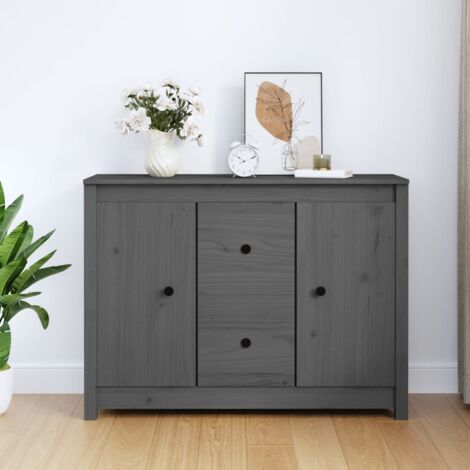 Buffet,Meuble de Rangement,Bahut pour Salon, Salle à Manger, Cuisine Gris 100x35x74 cm Bois massif de pin CFW148143 (1/5)