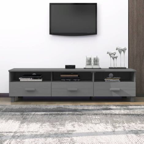 Meuble TV,Banc TV Moderne,Meuble de Rangement HAMAR Gris foncé 158x40x40 cm Bois massif de pin CFW590781 (1/5)