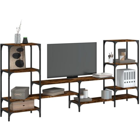 Meuble TV，Banc TV Moderne，Meuble de Rangement chêne fumé 206,5x28,5x95 cm bois d'ingénierie CFW839926 (1/5)