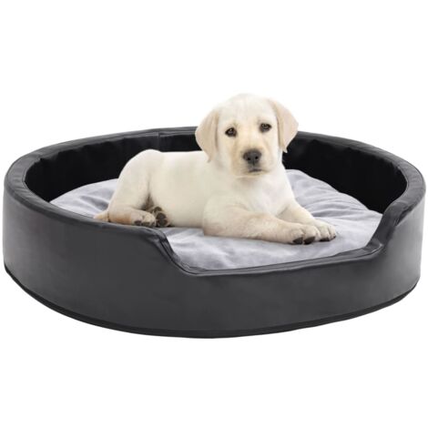 Lit pour chien，Lit pour animal Noir et gris 79x70x19 cm Peluche et similicuir CFW653846 (1/5)