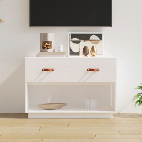 Meuble TV,Banc TV Moderne,Meuble de Rangement Blanc 90x40x60 cm Bois de pin massif CFW113784 (1/5)