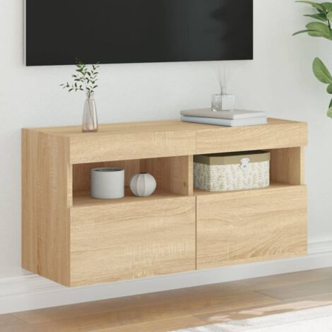 Meuble TV mural,Banc TV Moderne,Meuble de Rangement avec lumières LED chêne sonoma 80x30x40 cm CFW538344 (1/5)