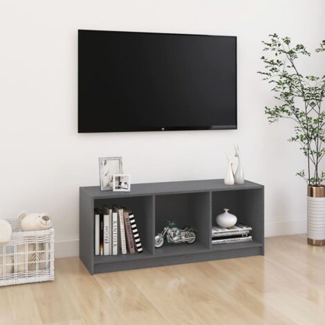 Meuble TV，Banc TV Moderne，Meuble de Rangement Gris 104x33x41 cm Bois de pin massif CFW159673 (1/5)