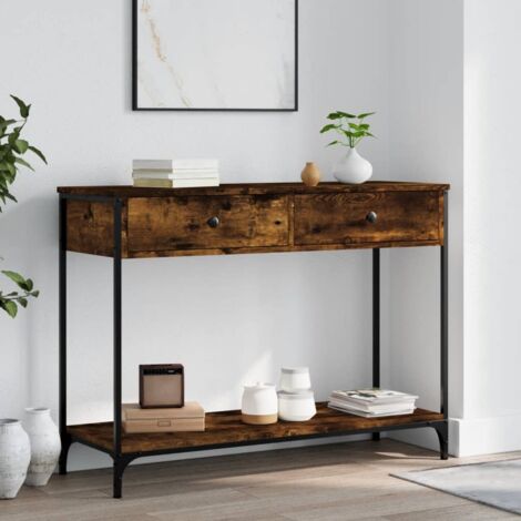 Table console,Table d'appoint,Bout de canapé chêne fumé 100x34,5x75 cm bois d'ingénierie CFW504617 (1/5)