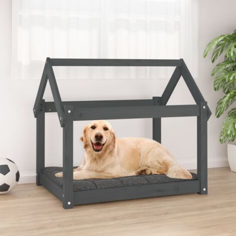 Lit pour chien,Lit pour animal Gris 81x60x70 cm Bois de pin solide CFW138042 (1/5)
