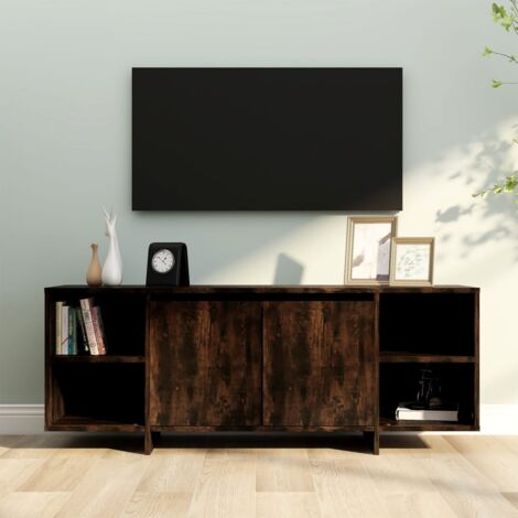 Meuble TV,Banc TV Moderne,Meuble de Rangement chêne fumé 130x35x50 cm bois d'ingénierie CFW670000 (1/5)
