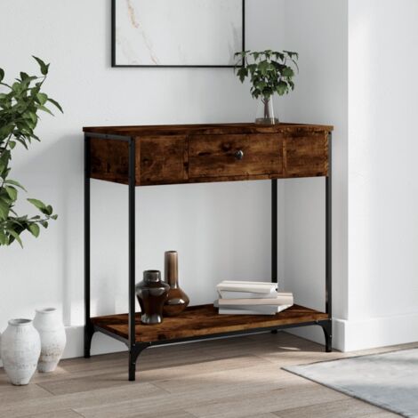 Table console,Table d'appoint,Bout de canapé chêne fumé 75x34,5x75 cm bois d'ingénierie CFW958362 (1/5)