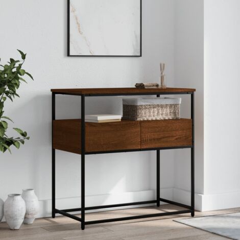 Table console,Table d'appoint,Bout de canapé chêne marron 75x40x75 cm bois d'ingénierie CFW520615 (1/5)