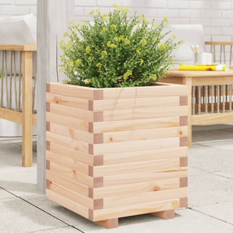 Jardinière Pot de Fleurs 40x40x49,5 cm bois de pin massif CFW72937 (1/5)