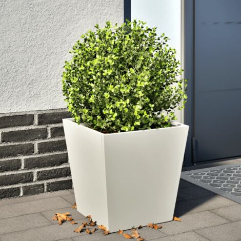 Jardinière Pot de Fleurs blanc 40x40x40 cm acier CFW78588 (1/5)