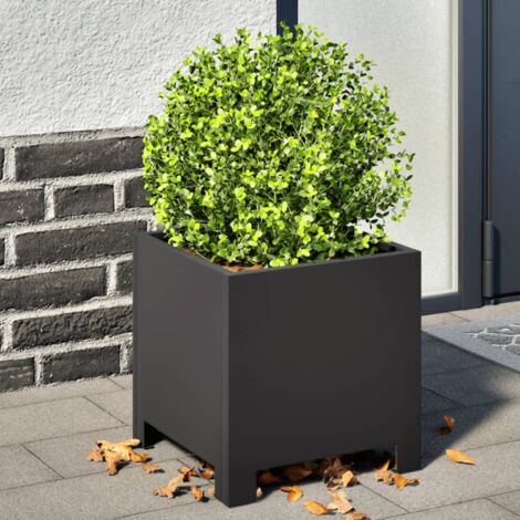 Jardinière Pot de Fleurs noir 30x30x30 cm acier CFW51830 (1/5)
