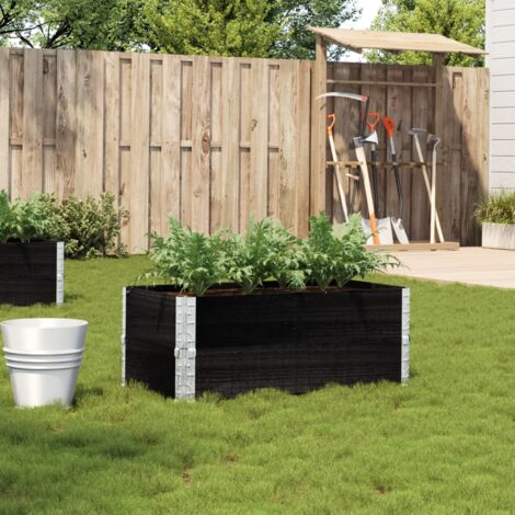 Jardinière Pot de Fleurs noir 100x50 cm bois massif de pin CFW18907 (1/5)