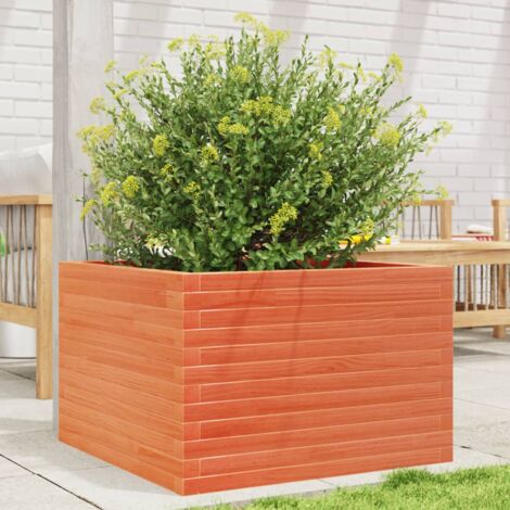 Jardinière Pot de Fleurs cire marron 70x70x45,5 cm bois de pin massif CFW85092 (1/5)