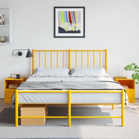 Lot de 2 Tables de chevet Table d'appoint Table de nuit jaune moutarde 34,5x39x44 cm acier CFW88271 (1/5)