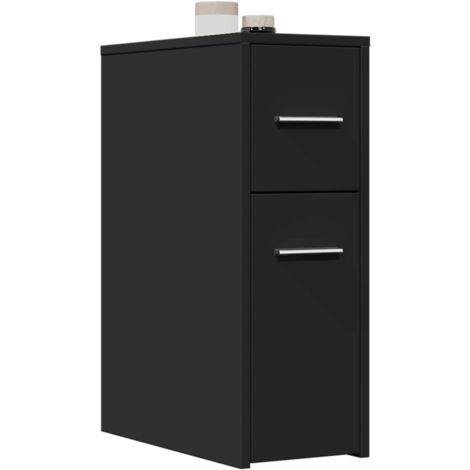 Armoire de salle de bain,Meuble de salle de bain étroite avec roulettes noir CFW65704 (1/5)