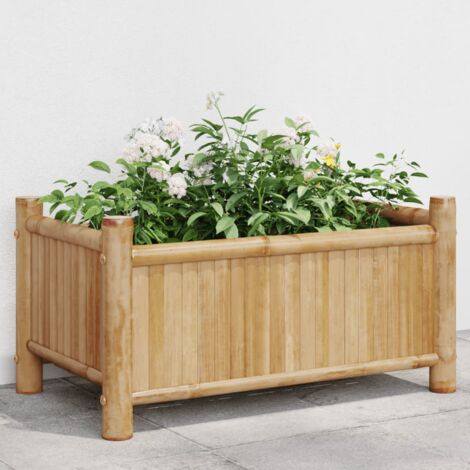 Jardinière Pot de Fleurs 50x30x25 cm bambou CFW84402 (1/5)