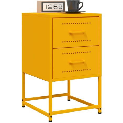 Lot de 2 Tables de chevet Table d'appoint Table de nuit jaune moutarde 36x39x60,5 cm acier CFW15697 (1/5)
