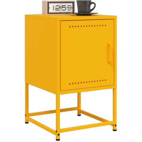 Lot de 2 Tables de chevet Table d'appoint Table de nuit jaune moutarde 36x39x60,5 cm acier CFW62610 (1/5)