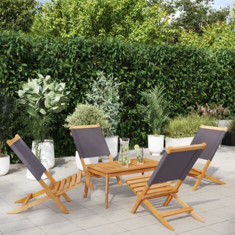Lot de 4 Chaises de jardin，Siège de Terrasse  Chaise d'extérieur pliantes tissu et bois massif CFW41824 (1/5)