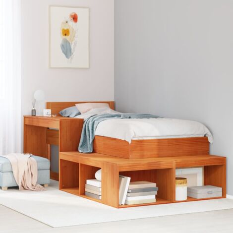 Table de chevet Table d'appoint Table de nuit avec bureau cire marron bois de pin massif CFW92244 (1/5)