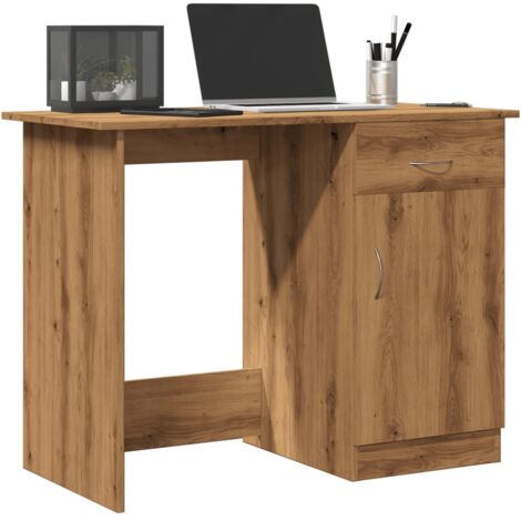 Bureau,Table de travail,Table d'étude chêne artisanal 100x50x76 cm bois d'ingénierie CFW37698 (1/5)