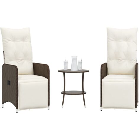 Lot de 2 Chaises de jardin，Siège de Terrasse  Chaise d'extérieur inclinables et table résine tressée CFW81262 (1/5)