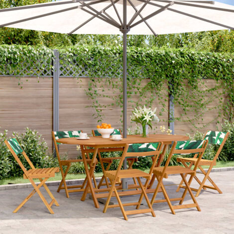 Lot de 6 Chaises de jardin，Siège de Terrasse  Chaise d'extérieur pliantes vert tissu et bois massif CFW19263 (1/5)