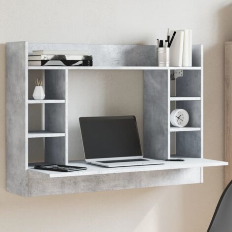 Bureau，Table de travail，Table d'étude mural gris béton 105x48x75 cm bois d'ingénierie CFW29565 (1/5)