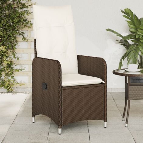 Chaise inclinable de jardin,Siège de Terrasse Chaise d'extérieur avec coussins marron résine tressée CFW75180 (1/5)