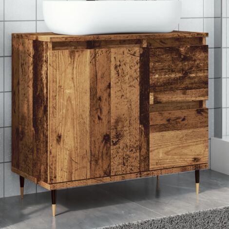 Armoire de salle de bain,Meuble de salle de bain vieux bois 65x33x60 cm bois ingénierie CFW99375 (1/5)