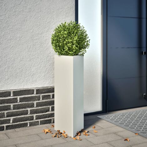 Jardinière Pot de Fleurs blanc triangulaire 30x26x75 cm acier CFW78991 (1/5)