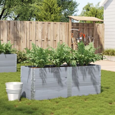 Jardinière Pot de Fleurs gris 150x50 cm bois massif de pin CFW52605 (1/5)