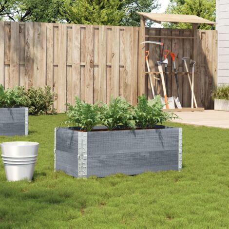 Jardinière  Pot de Fleurs gris 100x50 cm bois massif de pin CFW34474 (1/5)