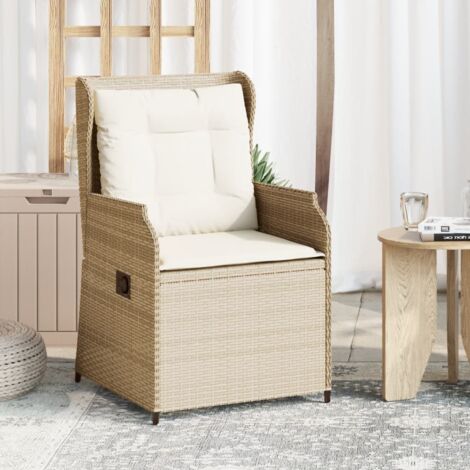 Lot de 2 Chaises inclinables de jardin,Siège de Terrasse Chaise d'extérieur et coussins beige rotin CFW14379 (1/5)