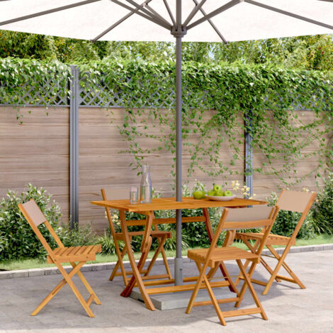 Lot de 4 Chaises de jardin,Siège de Terrasse Chaise d'extérieur pliantes taupe tissu et bois massif CFW28345 (1/5)
