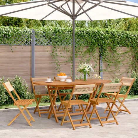 Lot de 6 Chaises de jardin,Siège de Terrasse Chaise d'extérieur pliantes beige bois d'acacia massif CFW52252 (1/5)