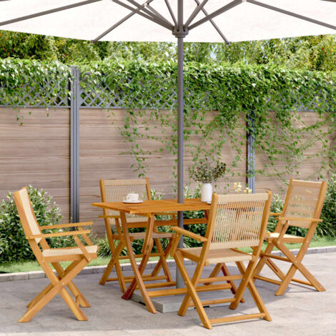 Lot de 4 Chaises de jardin,Siège de Terrasse Chaise d'extérieur pliantes beige bois d'acacia massif CFW32274 (1/5)