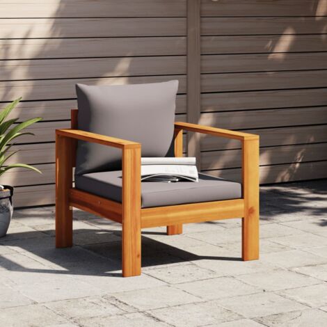 Chaise de jardin,Siège de Terrasse Chaise d'extérieur avec coussins bois massif d'acacia CFW35049 (1/5)