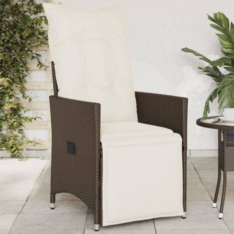 Chaise inclinable de jardin,Siège de Terrasse Chaise d'extérieur avec coussins marron résine tressée CFW40301 (1/5)