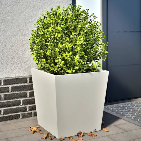 2 pcs Jardinière Pot de Fleurss blanc 50x50x50 cm acier CFW49116 (1/5)