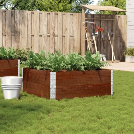 Jardinière Pot de Fleurs marron 100x100 cm bois massif de pin CFW18294 (1/5)