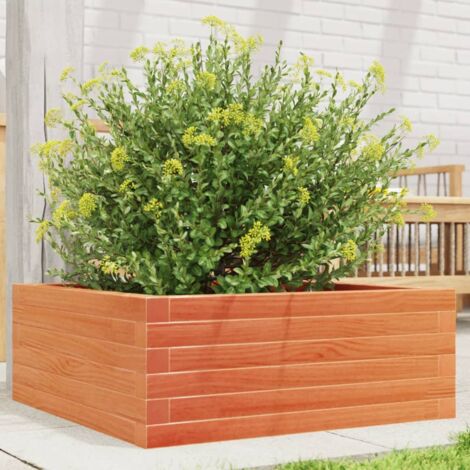 Jardinière Pot de Fleurs cire marron 60x60x23 cm bois de pin massif CFW86921 (1/5)