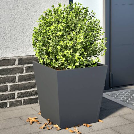 2 pcs Jardinière Pot de Fleurss anthracite 40x40x40 cm acier CFW49328 (1/5)