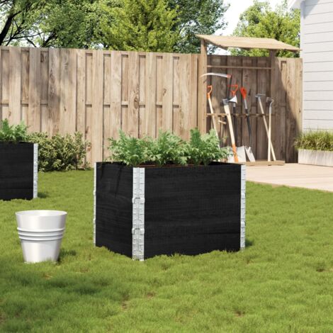 Jardinière Pot de Fleurs noir 80x60 cm bois massif de pin CFW87076 (1/5)