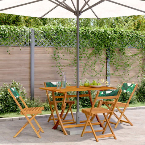 Lot de 4 Chaises de jardin,Siège de Terrasse Chaise d'extérieur pliantes vert tissu et bois massif CFW89916 (1/5)