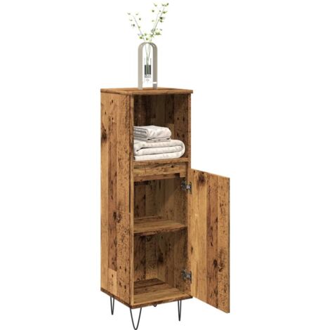 Armoire de salle de bain,Meuble de salle de bain vieux bois 30x30x100cm bois ingénierie CFW13372 (1/5)