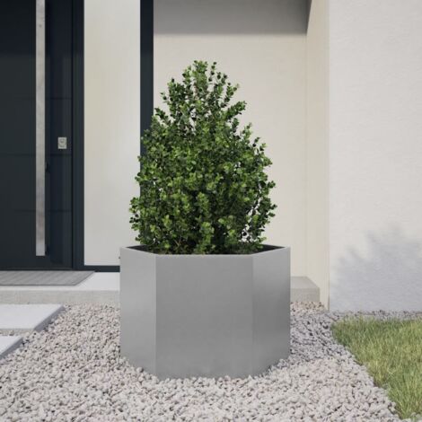 Jardinière Pot de Fleurs hexagone 69x60x45 cm acier galvanisé CFW22637 (1/5)