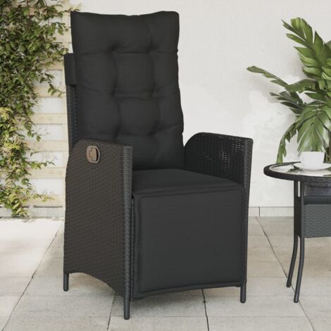 Chaise inclinable de jardin,Siège de Terrasse Chaise d'extérieur et repose-pied noir résine tressée CFW39807 (1/5)