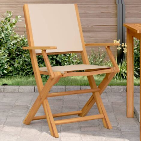 Lot de 2 Chaises de jardin,Siège de Terrasse Chaise d'extérieur beige bois d'acacia massif et tissu CFW90673 (1/5)