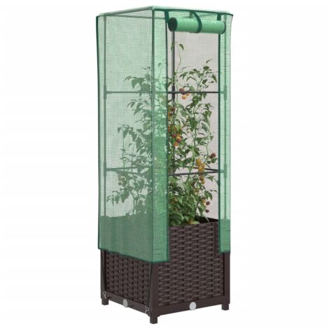 Jardinière  Pot de Fleurs surélevée avec housse aspect rotin 40x40x139 cm CFW86402 (1/5)